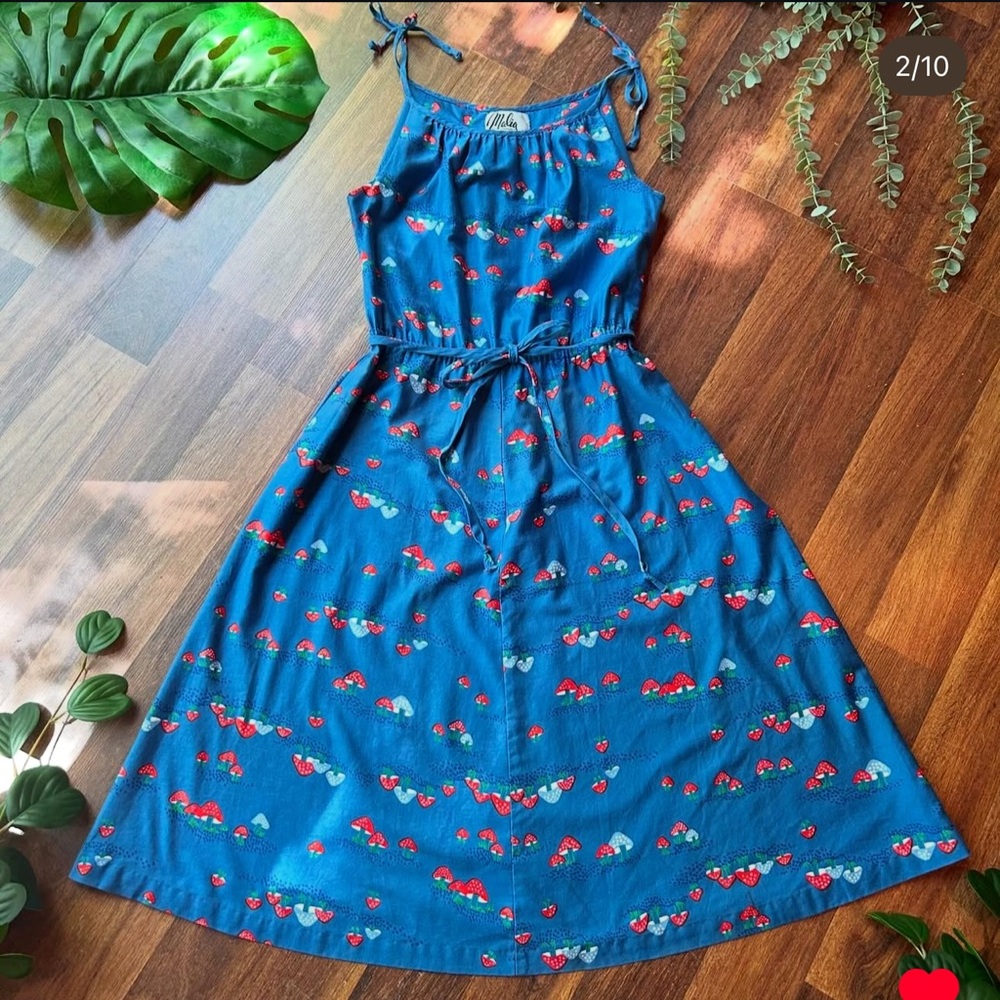 70s Mushroom Blue Dress